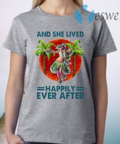 Hawaii Dancing Girl And She Lived Happily Ever After Blood Moon T-Shirt