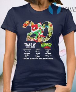 How The Grinch stole Christmas 20 years of 2000 2020 thank you for the memories signatures T-Shirt