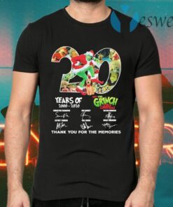 How The Grinch stole Christmas 20 years of 2000 2020 thank you for the memories signatures T-Shirts