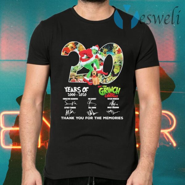 How The Grinch stole Christmas 20 years of 2000 2020 thank you for the memories signatures T-Shirts