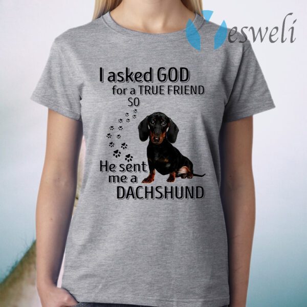 I Asked God For A True Friend So He Sent Me A Dachshund T-Shirt