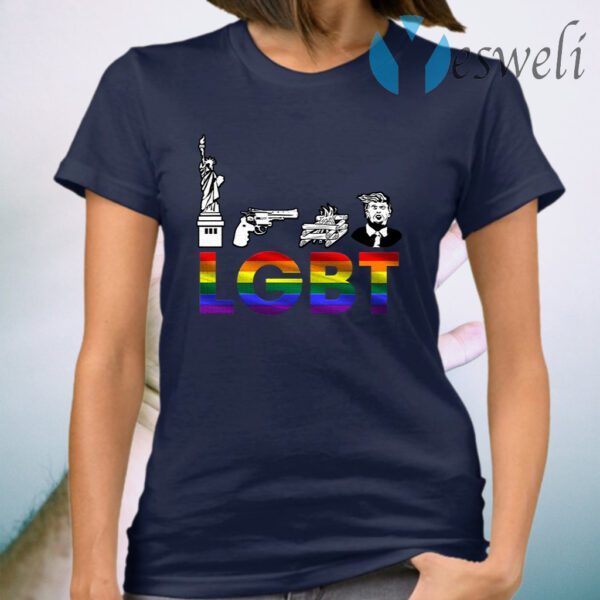 Liberty Guns Trump Funny Lgbt Parody T-Shirt