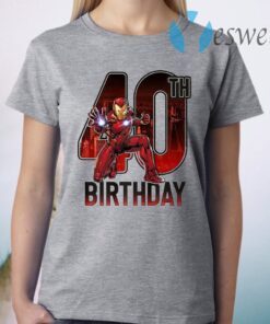 Marvel Iron Man 40Th Birthday Action Pose Premium T-Shirt