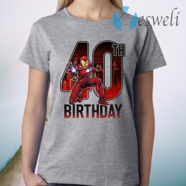 Marvel Iron Man 40Th Birthday Action Pose Premium T-Shirt