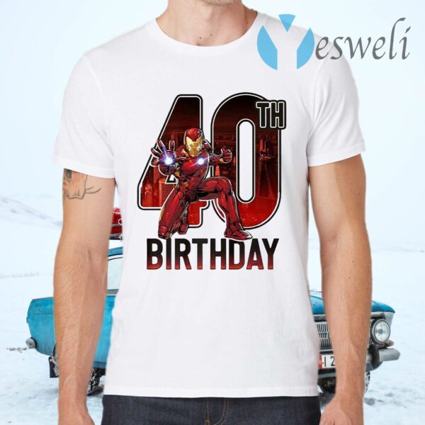 Marvel Iron Man 40Th Birthday Action Pose Premium T-Shirts