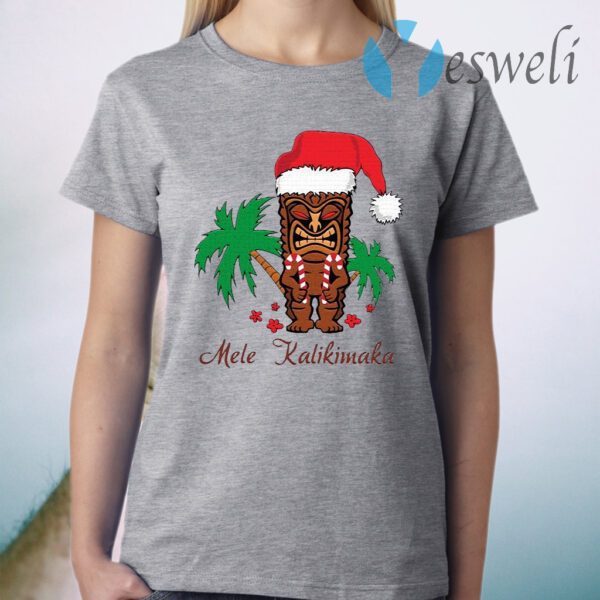 Mele Kalikimaka Merry Christmas Hawaiian Tiki T-Shirt