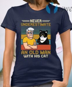 Never Underestimate And Old Man With His Black Cat Vintage T-Shirt