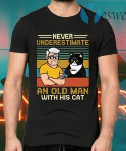 Never Underestimate And Old Man With His Black Cat Vintage T-Shirts