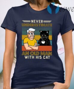 Never Underestimate And Old Man With His Tuxedo Cat Vintage T-Shirt