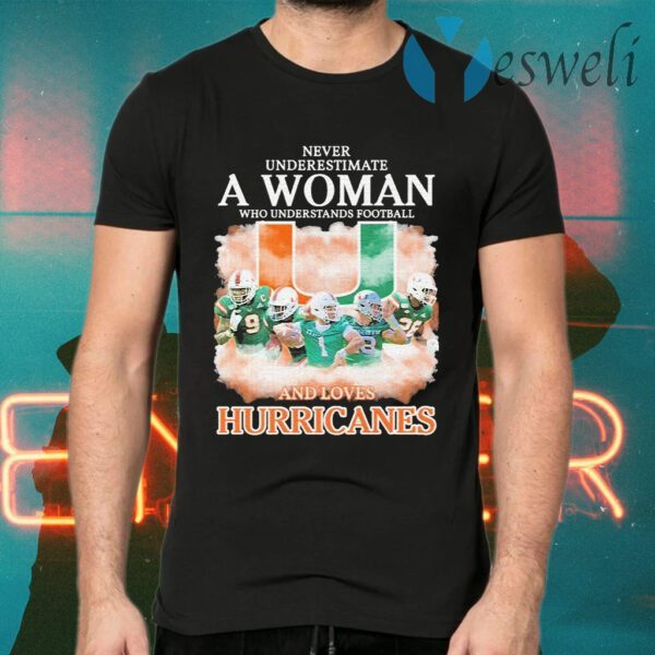 Never underestimate a Woman who understands football and loves Miami Hurricanes T-Shirts