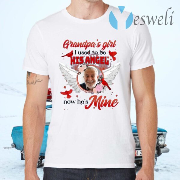 Personalized Custom Photo Grandpa’s Girl I Used To Be His Angle Now He’s Mine T-Shirts