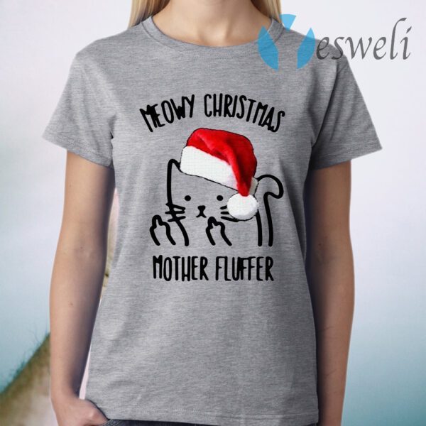 Santa Cat meowy Christmas mother fluffer Christmas T-Shirt