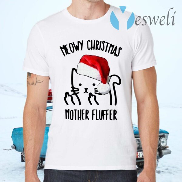 Santa Cat meowy Christmas mother fluffer Christmas T-Shirts