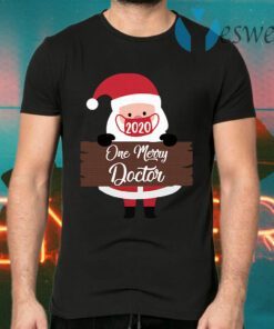 Santa Claus Face Mask 2020 One Merry Doctor Christmas T-Shirts