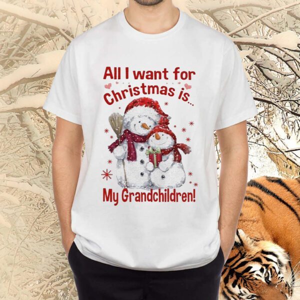 Snowman All I want for Christmas is My Grandchildren Merry Christmas Shirt