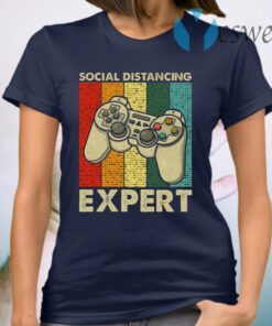 Social Distancing Expert Funny Gamer Vintage Retro T-Shirt