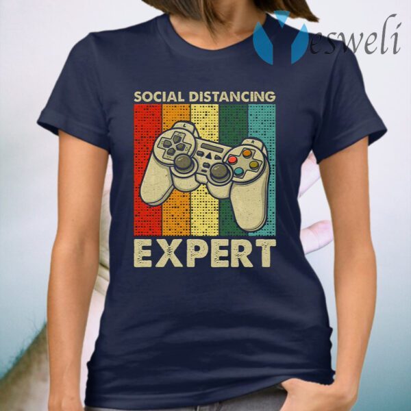 Social Distancing Expert Funny Gamer Vintage Retro T-Shirt