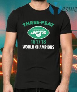 Three peat New York Jets 16 17 18 World Champions T-Shirts