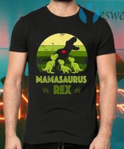 Vintage Retro 3 Kids Mamasaurus Dinosaur Mothers Day Gift T-Shirts