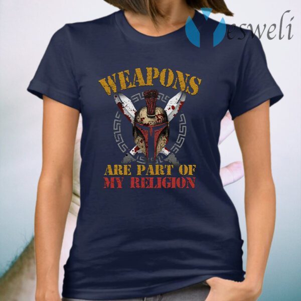Weapons Are Part Of My Religion Spartan Knight’s Helmet And Swords T-Shirt
