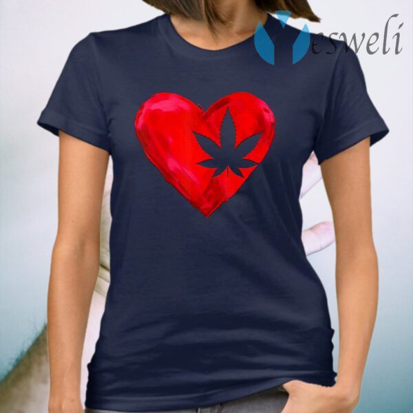 Weed Heart Silhouette Valentine's Day T-Shirt