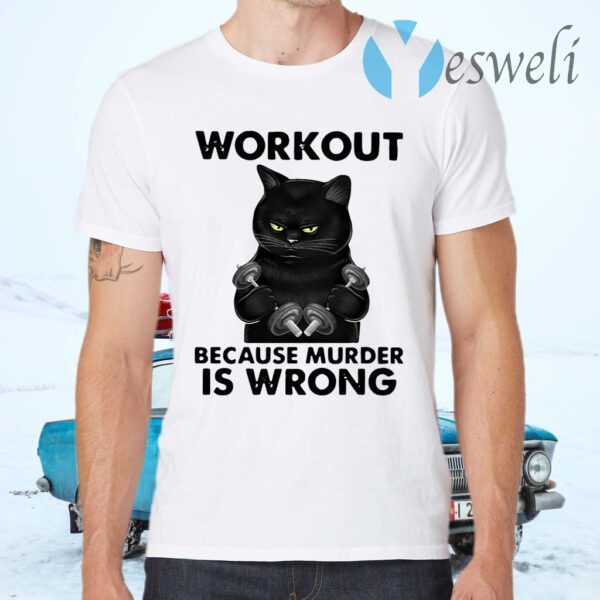 Workout Because Murder Is Wrong Black Cat Vintage T-Shirts
