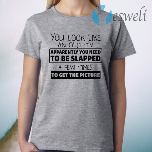 You Look Like An Old Tv Apparently You Need To Be Slapped A Few Times To Get The Picture T-Shirt
