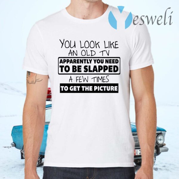 You Look Like An Old Tv Apparently You Need To Be Slapped A Few Times To Get The Picture T-Shirts