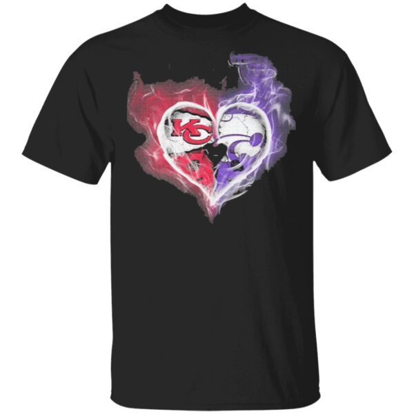 Kansas City Chiefs and Kansas State Wildcats skull love T-Shirt