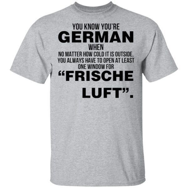 You Know Youre German When No Matter How Cold It Is Outside You Always Have To Open At Least One Window For Frische Luft T-Shirt
