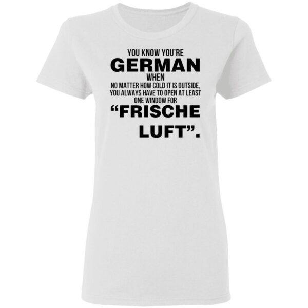 You Know Youre German When No Matter How Cold It Is Outside You Always Have To Open At Least One Window For Frische Luft T-Shirt