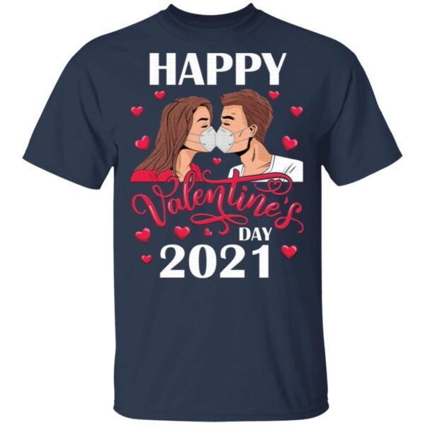 Couple Kissing with Mask on Happy Valentine’s Day 2021 T-Shirt