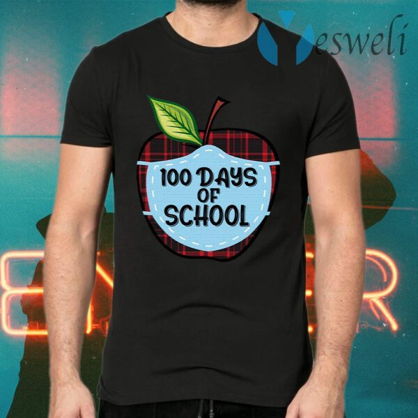 100 Days of School Apple Masked Youth T-Shirt