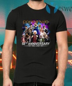 Awesome All character Doctor Who 58th Anniversary 1963-2021 Signatures T-Shirts