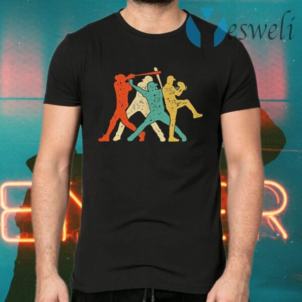 Baseball Roles Retro Silhouette T-Shirts