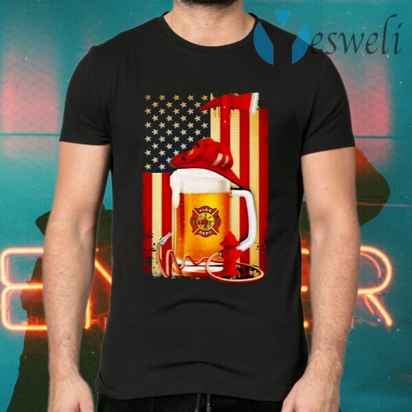 Beer Fire Dept American Flag T-Shirts