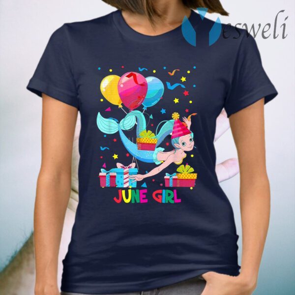 Birthday Cute June Mermaid Girl T-Shirt