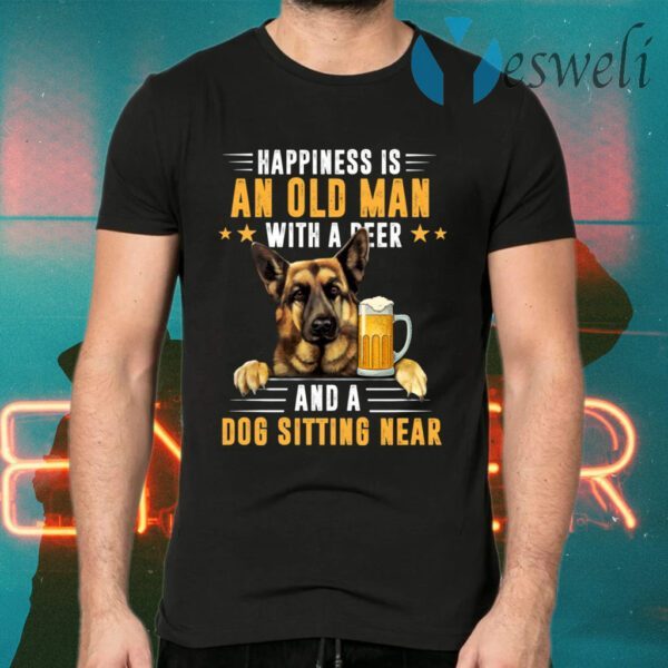 Happiness Is An Old Man With A Beer And A Dog T-Shirts