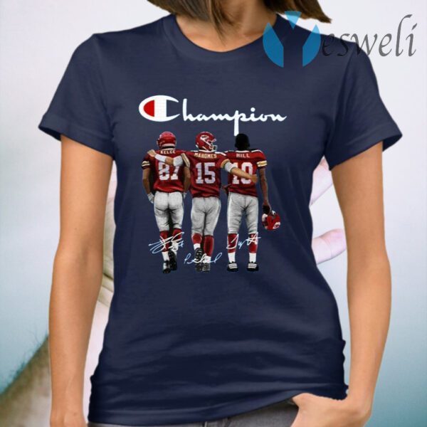 Kelce Mahomes Hill Champion Signature T-Shirt