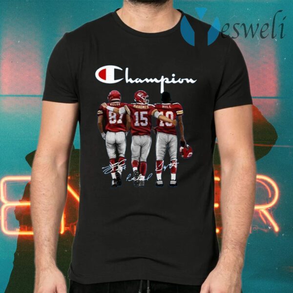 Kelce Mahomes Hill Champion Signature T-Shirts