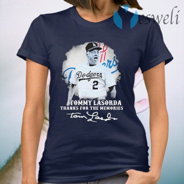Los Angeles Dodgers Tommy Lasorda thanks for the Memories signatures T-Shirt