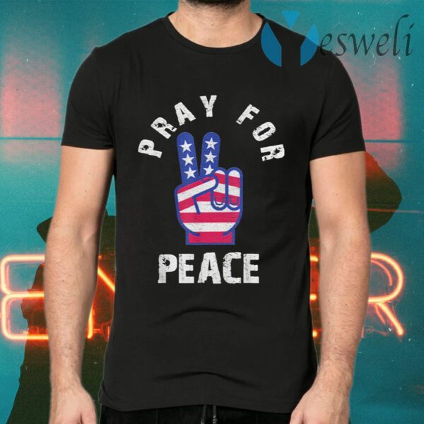 Patriotic Peace symbol Pray for Peace Bible Verse Vintage T-Shirts