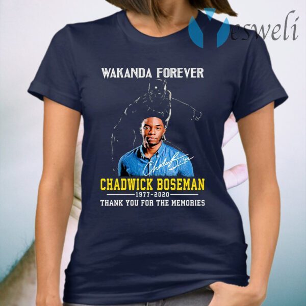 Wakanda Forever Chadwick Boseman 1977 2020 Signature Thank You For The Memories T-Shirt