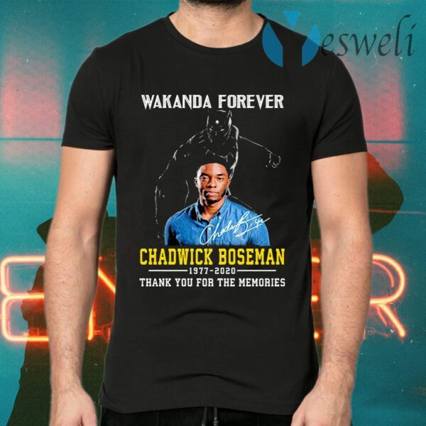 Wakanda Forever Chadwick Boseman 1977 2020 Signature Thank You For The Memories T-Shirts
