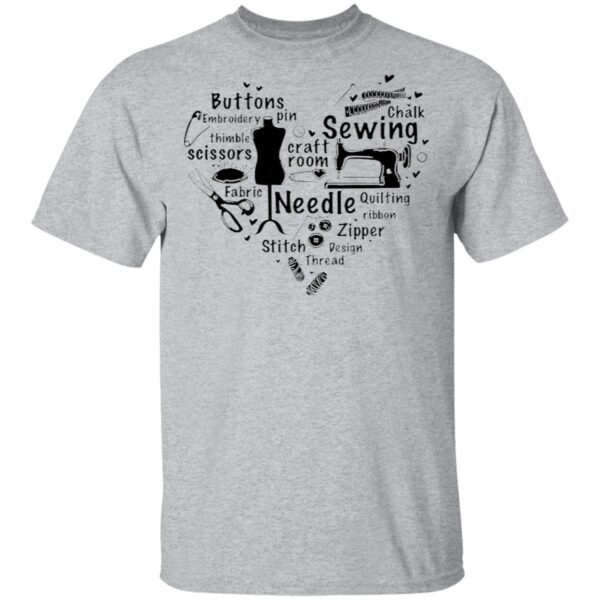 Sewing Craft Room Needle Stitch Zipper Heart T-Shirt