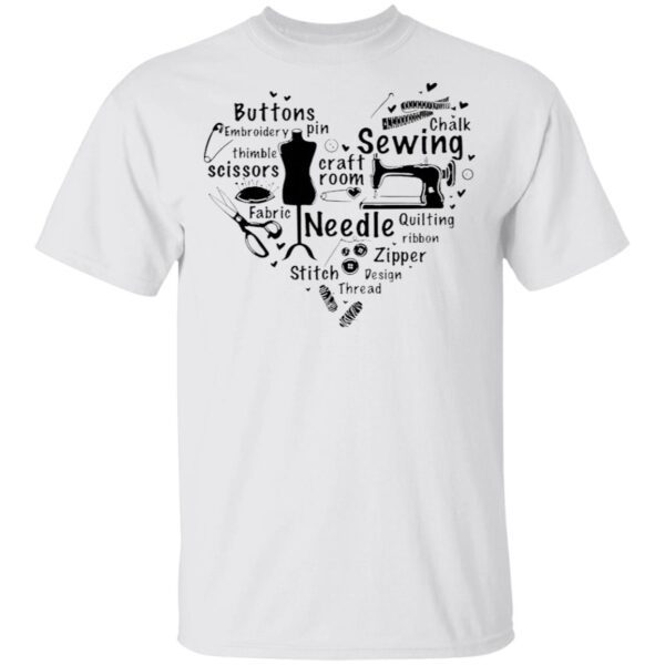 Sewing Craft Room Needle Stitch Zipper Heart T-Shirt