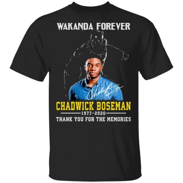 Wakanda Forever Chadwick Boseman 1977 2020 Signature Thank You For The Memories T-Shirt