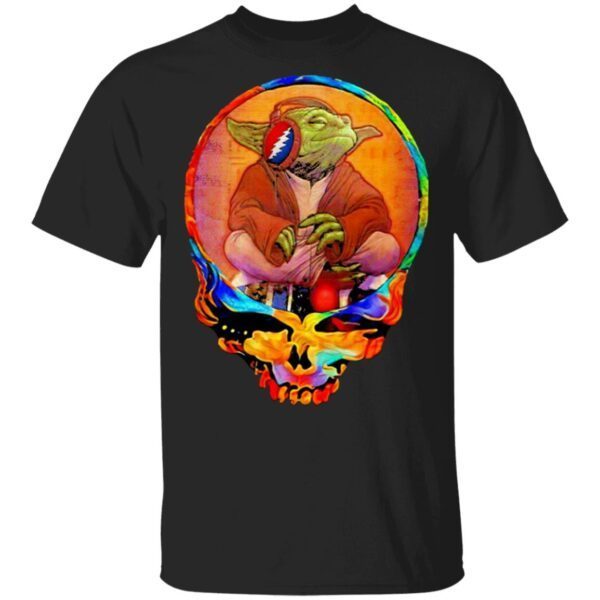 Yoda Listening Music Grateful Skull T-Shirt