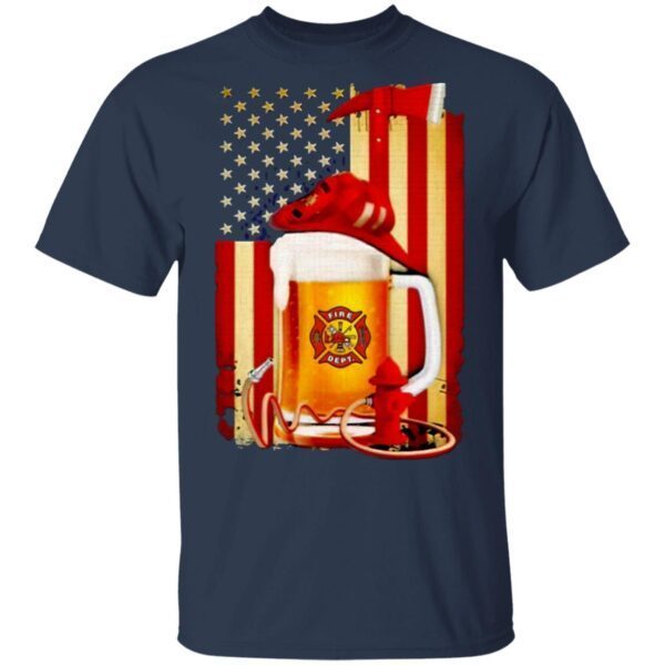 Beer Fire Dept American Flag T-Shirt