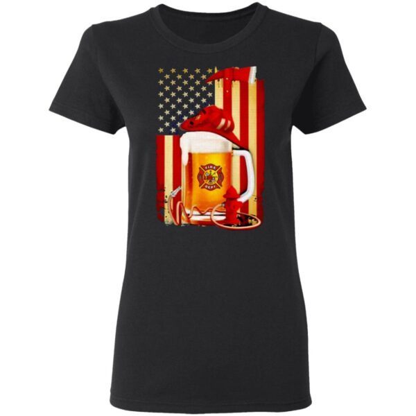 Beer Fire Dept American Flag T-Shirt